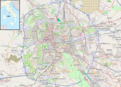 Mapa konturowa Rzymu, w centrum znajduje się punkt z opisem „Kolumna Fokasa”