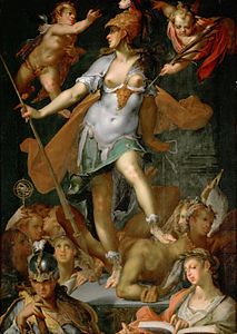 Minerva seier over Uvitenheten (ca. 1591) av Bartholomeus Spranger