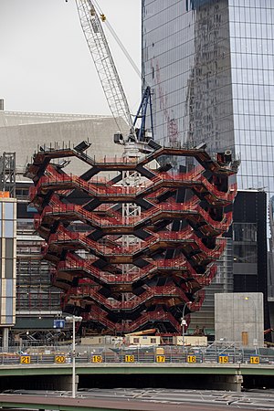 ... The Vessel, a public communication building in New York City, USA, small at the basis with many stairs up to the top, but without elevator, designed by Thomas Heatherwick and other creative people.