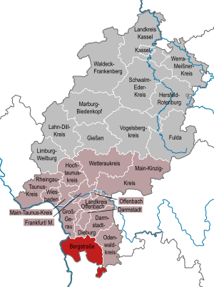 Li position de District Bergstraße in Hesse