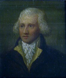 Oil painting portrait of a man in a dark jacket with gold collar, and gray hair