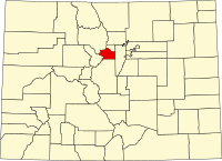 Map of Colorado highlighting Clear Creek County