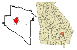 Location in Appling County and the state of Georgia