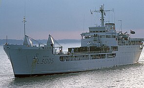 RFA Sir Galahad departing from Marchwood in 1979