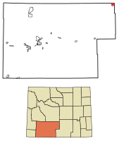 Location of Bairoil in Sweetwater County, Wyoming.