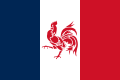 Drapeau de la France marqué en son centre du coq wallon utilisé par les partisans de la réunion de la Wallonie à la France.