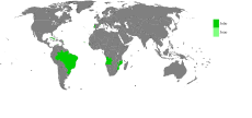 Land hvor João (grønt) er mye brukt