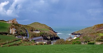 Port Quin surrounded by farms