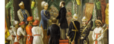 Detail from the painting of the Maharaja of Travancore and His Brother Welcoming Buckingham and Chandos to Trivandrum in 1880, painted by Raja Ravi Varma, 1881.