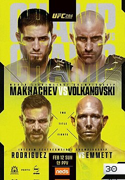 Постер UFC 284: Махачев - Волкановски