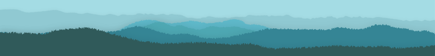 Evergreen tree covered hills illustration