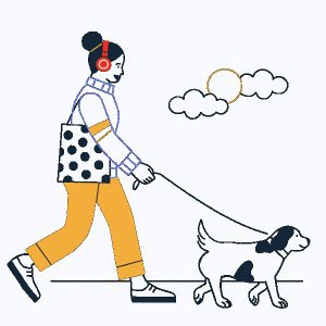 Woman walking dog