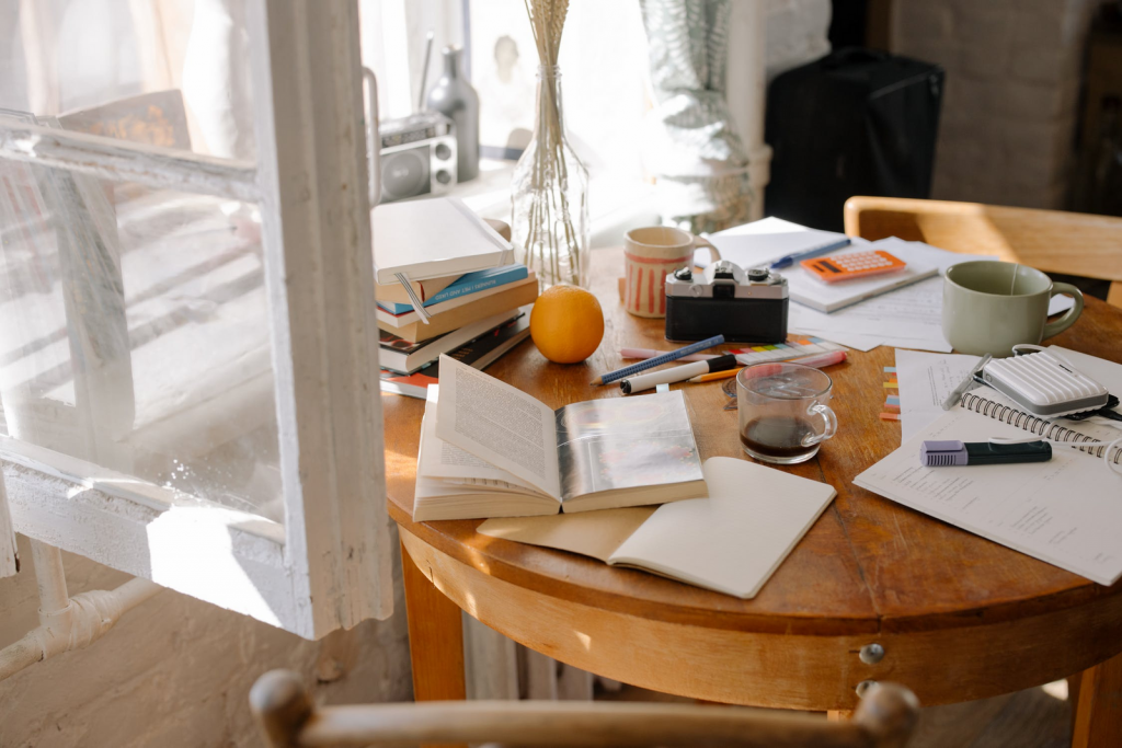 Table with school books