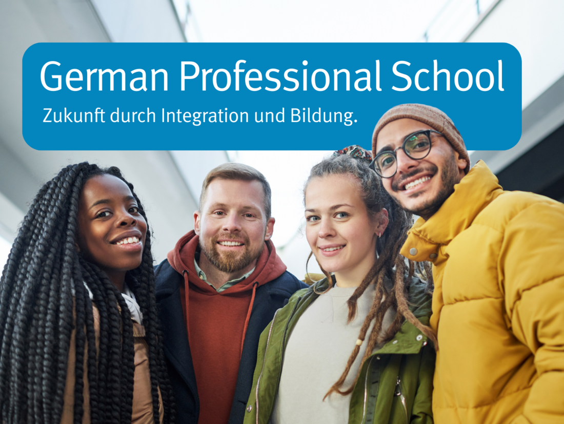 Sharepic. German Professional School. Zukunft durch Integration und Bildung