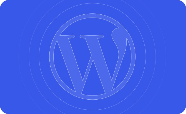 The WordPress logo with concentric rings around it