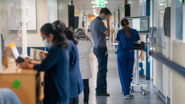 Article thumbnail: EMBARGOED TO 0001 FRIDAY OCTOBER 6 File photo dated 18/01/23 of a general view of staff on a NHS hospital ward. A ?2.5 million research project aims to address the challenges of health inequality by taking a new approach to medical technology. Led by the University of Dundee and Heriot-Watt University in collaboration with NHS Tayside, a team will examine how treatments in the area can be moved away from large hospitals to GP clinics or patients' homes. Professor Michael MacDonald, of Dundee University, said sites like Ninewells Hospital in the city can sometimes be hard to access for patients. Issue date: Friday October 6, 2023. PA Photo. See PA story SCOTLAND Health. Photo credit should read: Jeff Moore/PA Wire