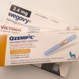 Article thumbnail: Still life of the big three injectable prescription weight loss medicines. Ozempic, Victoza and Wegovy. (Photo by: Michael Siluk/UCG/Universal Images Group via Getty Images)