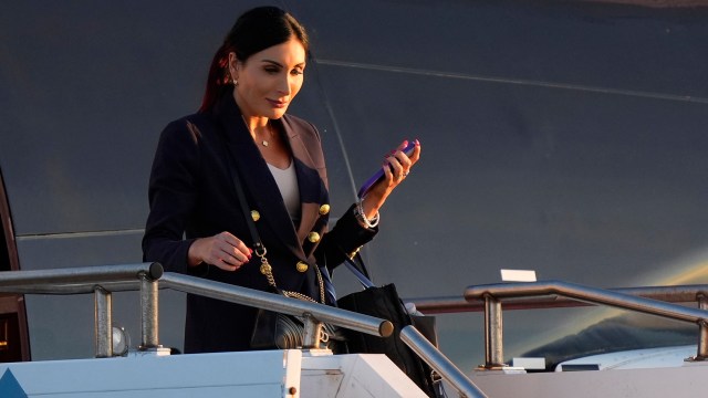 Article thumbnail: Laura Loomer arrives with Republican presidential nominee former President Donald Trump at Philadelphia International Airport, Tuesday, Sept. 10, 2024, in Philadelphia, for the presidential debate. (AP Photo/Chris Szagola)