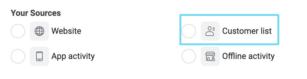 Facebook Ads Manager customer list