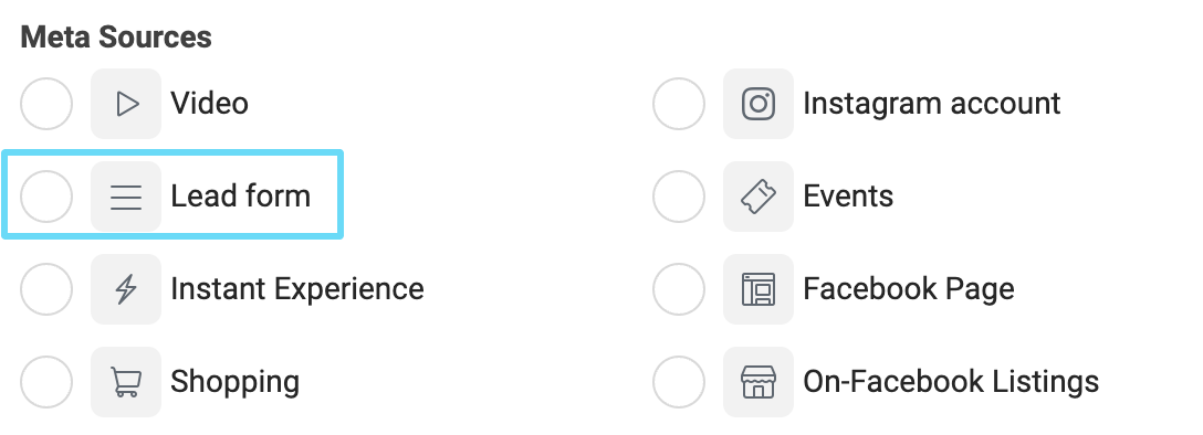 Facebook Ads Manager lead form custom audience setup