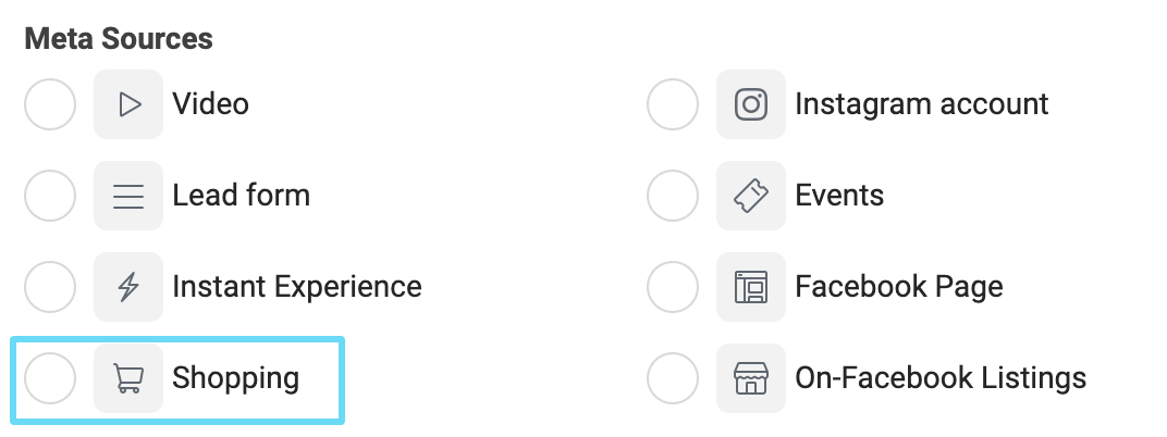 Facebook Ads Manager shopping custom audience