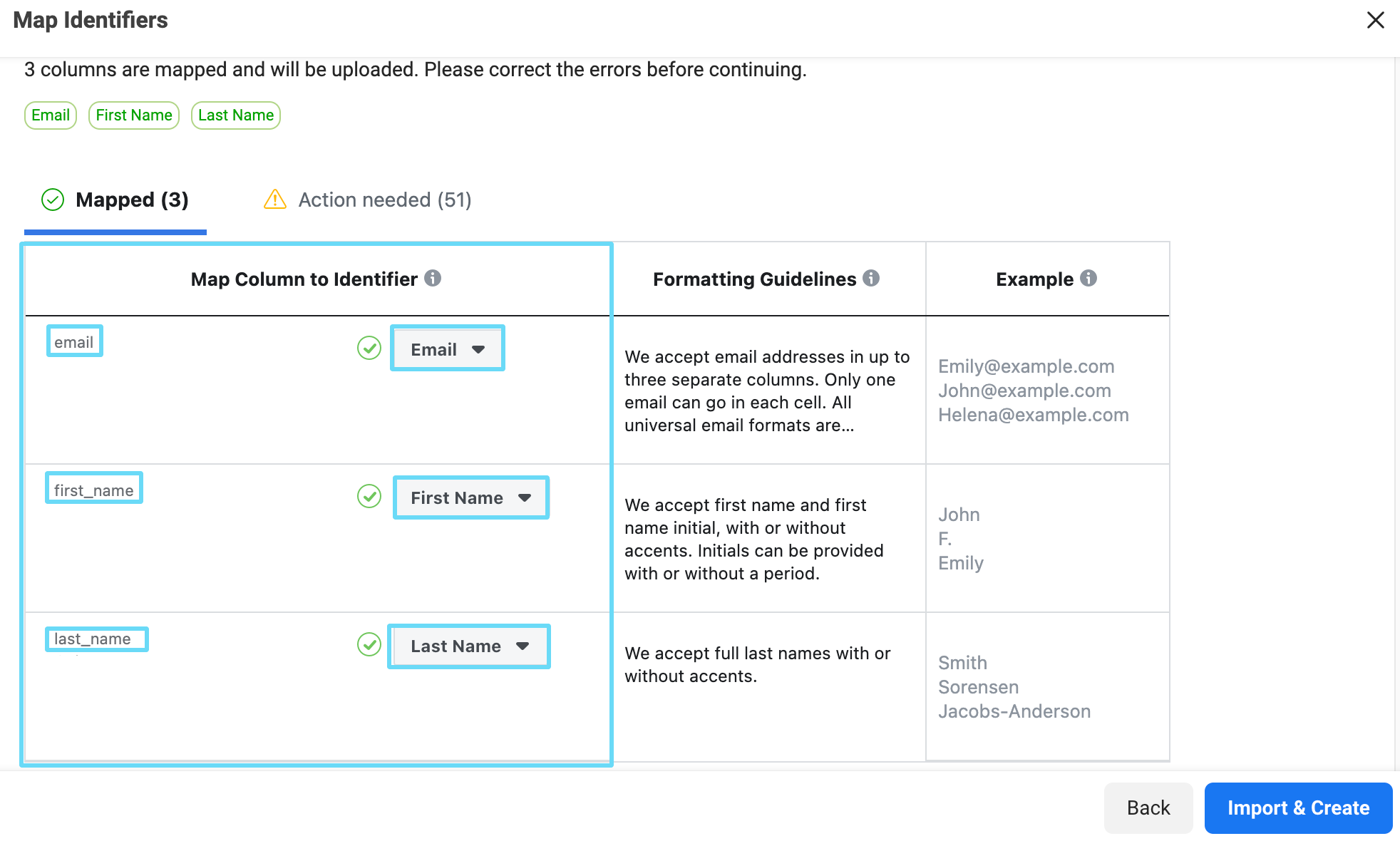 Facebook Ads Manager map identifiers