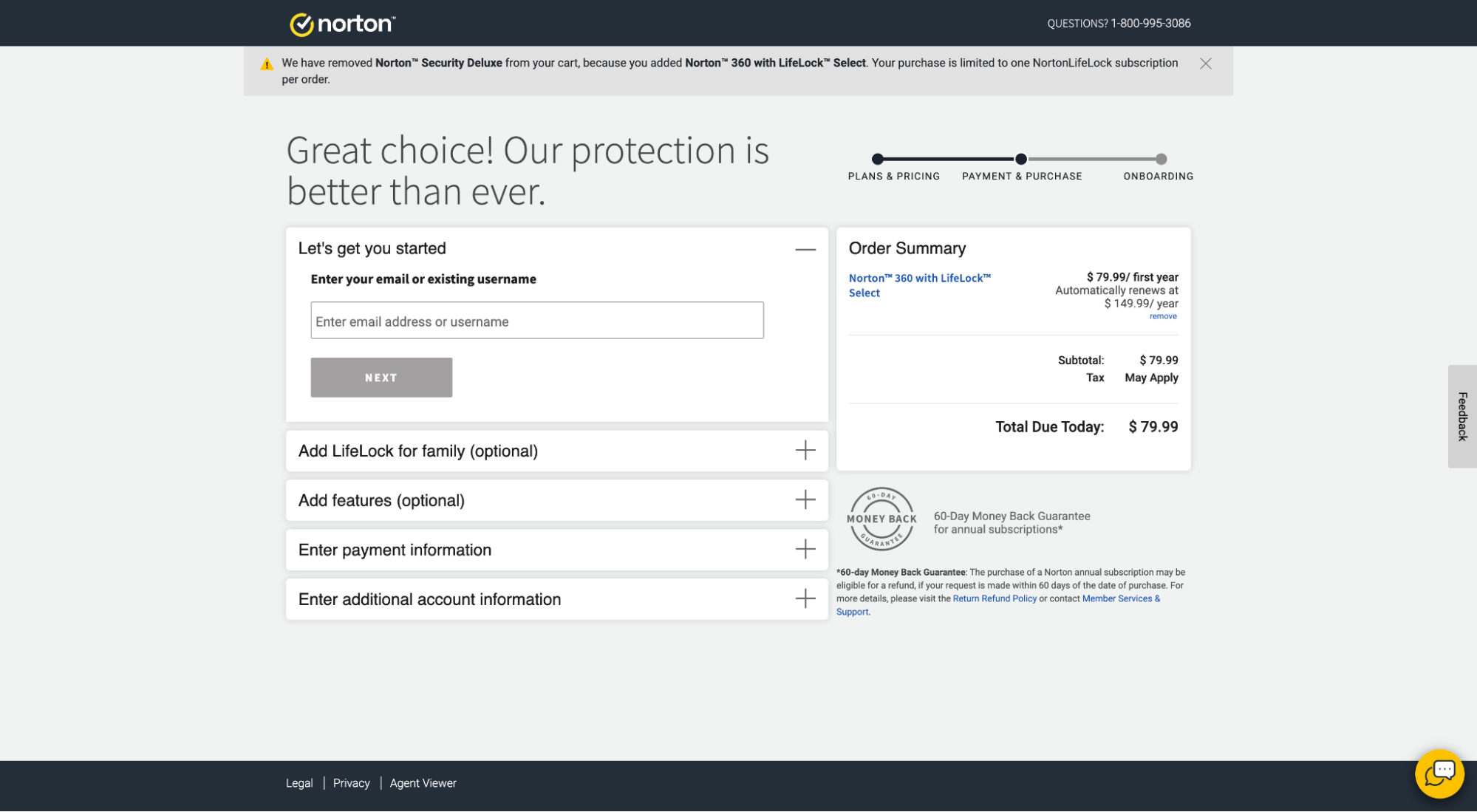 Norton checkout page