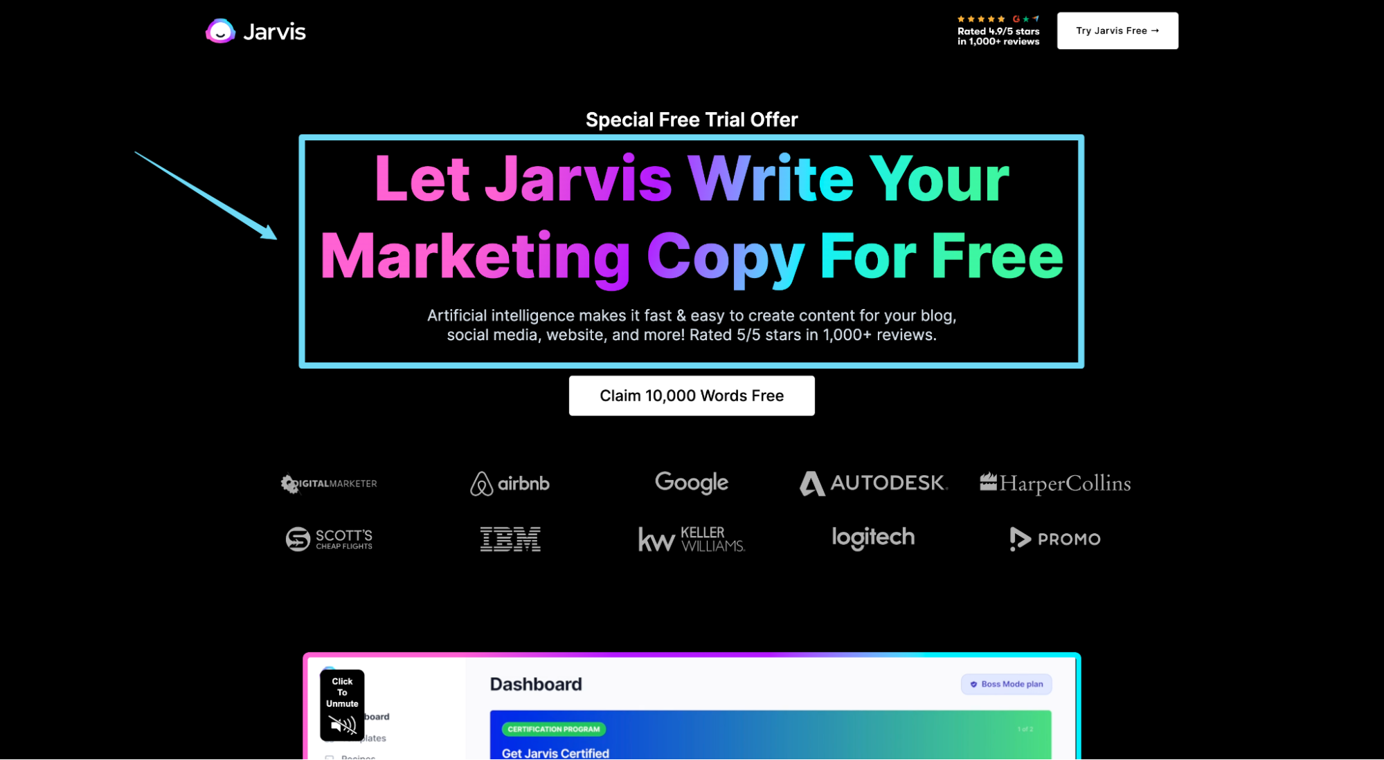 Jarvis headline and subheadline