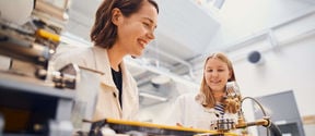 Two female students in a lab 