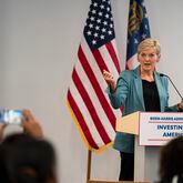 U.S. Secretary of Energy Jennifer Granholm speaks during a discussion hosted by the Atlanta Regional Commission on Sept. 13, 2024, in Atlanta. The event, exclusive to The Atlanta Journal-Constitution, covered key topics including clean energy, data centers, and nuclear power. Granholm's visit comes amid ongoing discussions about the future of sustainable energy in Georgia. (Olivia Bowdoin for the AJC).