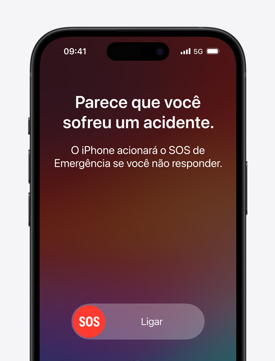 Um modelo de iPhone mostrando interações diferentes para Detecção de Acidente.