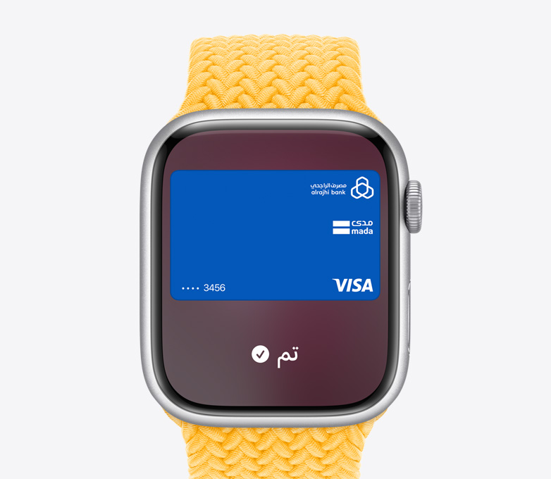 Three Apple Watch Series 9. The first shows Apple Card being used with Apple Pay. The second shows a transit card being used with the Wallet App. The third shows a home key being used through the Wallet app.