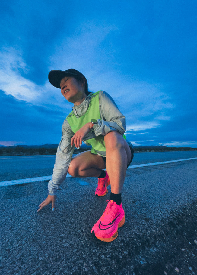 Jenny Peng resting at dusk. 