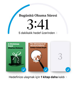 Books uygulamasında Okuma Hedefleri arayüzünü gösteren iPhone ekranı. Üst kısımda, bir okuma hedefini gösteren bir ilerleme halkası var. İlerleme halkasının altında üç kitap kapağı var. Kitap kapaklarının altında 2024 hedefi olan sekiz kitaba erişmek için bir kitaba daha ihtiyaç olduğunu belirten bir metin var.