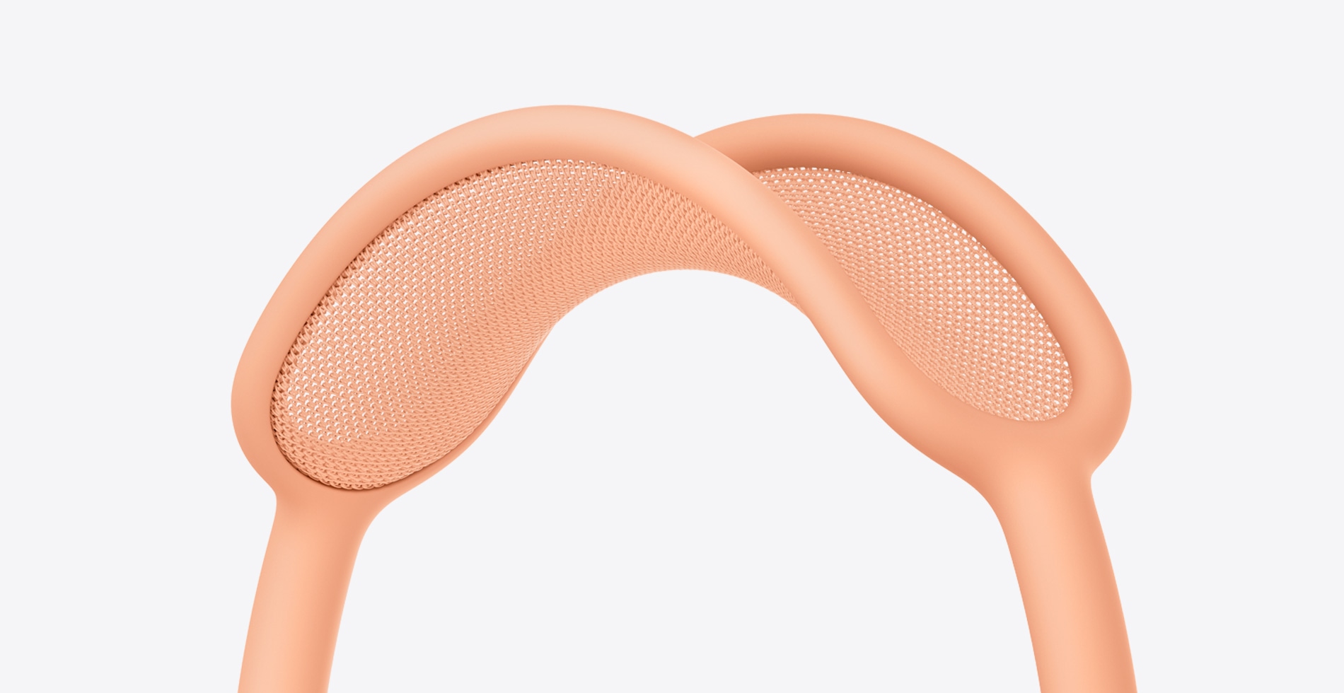 Une vue rapprochée du filet des AirPods Max de couleur orange.