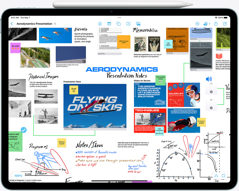 iPad Air, fekvő tájolás, Apple Pencil Pro csatlakoztatva