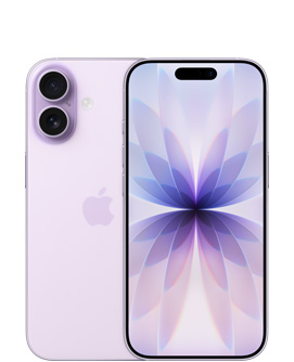 iPhone 17, eksterior belakang, warna lavender, sistem kamera Dual Fusion di kiri atas, logo Apple di tengah, eksterior depan, warna lavender, Dynamic Island di tengah atas