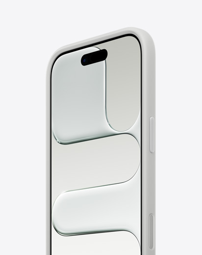iPhone Air, etupuoli, sivunäkymä, ohut profiili, vaaleanharmaa suojakehys kiinnitettynä