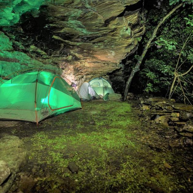 Tent camping at the cliff site at Wilderness Rider Buffalo Ranch & Adventure Park