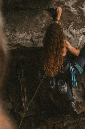 Woman Rock climber in Arkansa