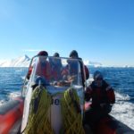 A group of people boating