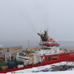 RRS Sir David Attenborough alongside Rothera Wharf