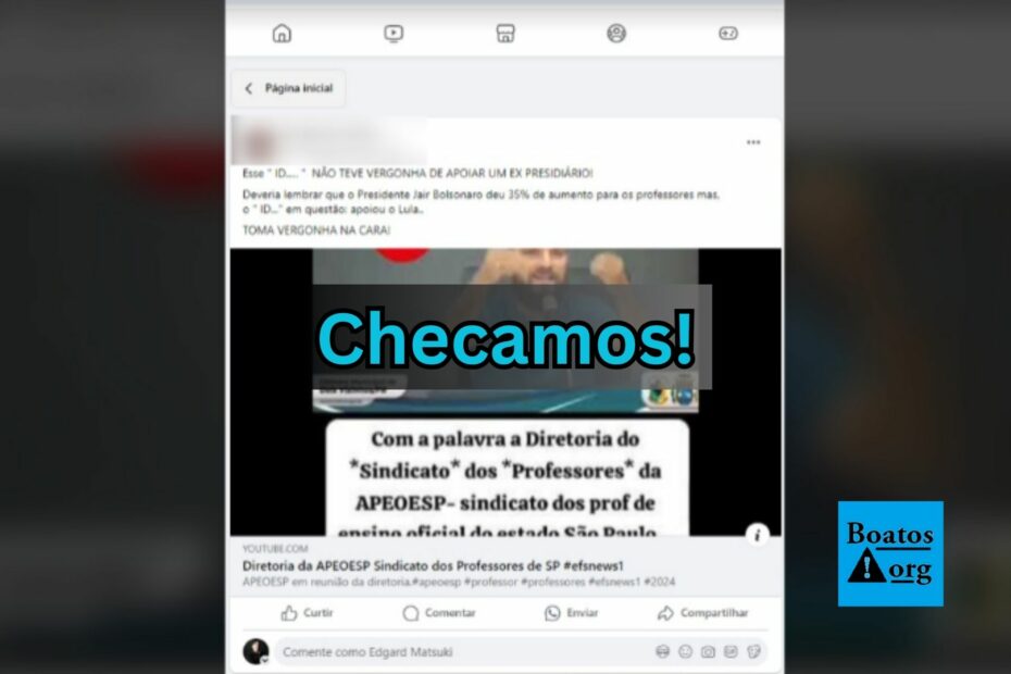 Diretoria da APEOESP (Sindicato dos Professores de São Paulo) fez críticas ao governo Lula em vídeo, diz boato (Foto: Reprodução/Facebook)