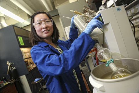 A student in a scientific lab