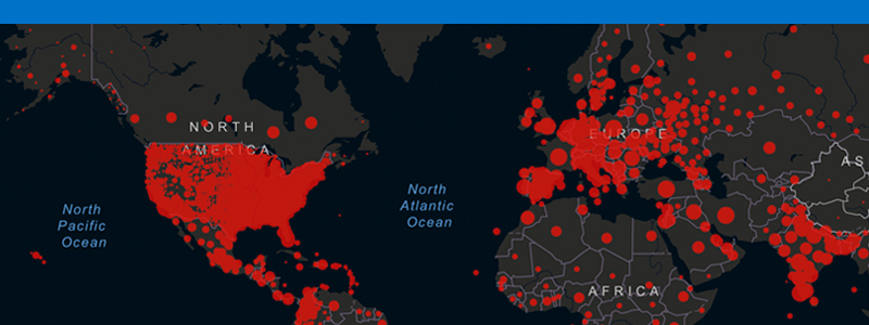 A map of the world depicting coronavirus spread