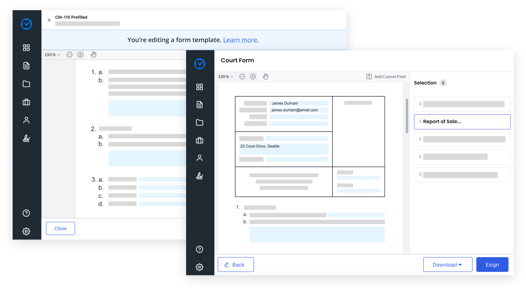 Clio Draft dashboard.