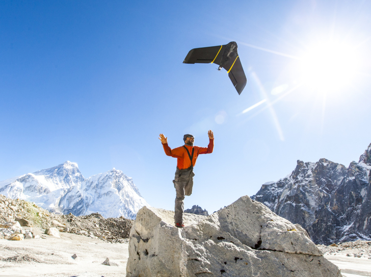 Drone launch on the Changri-Nup glacier in Nepal