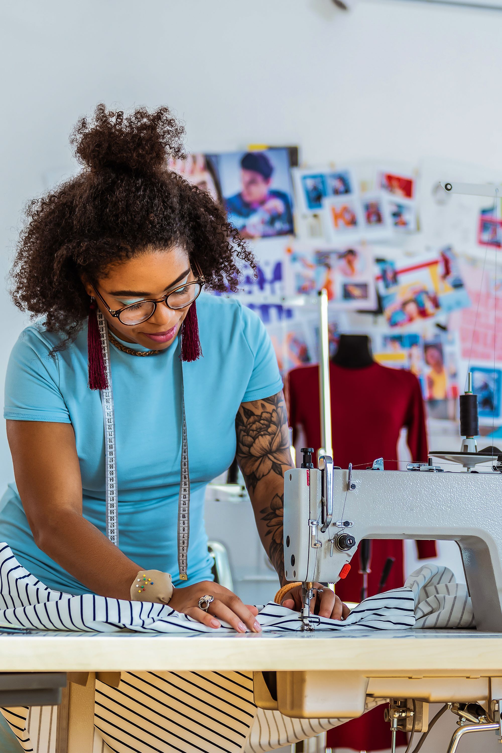 Woman with a sewing machine