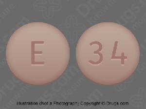 Pill E 34 is Clopidogrel Bisulfate 75 mg (base)