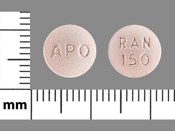 Pill APO RAN 150 Pink Round is Ranitidine Hydrochloride